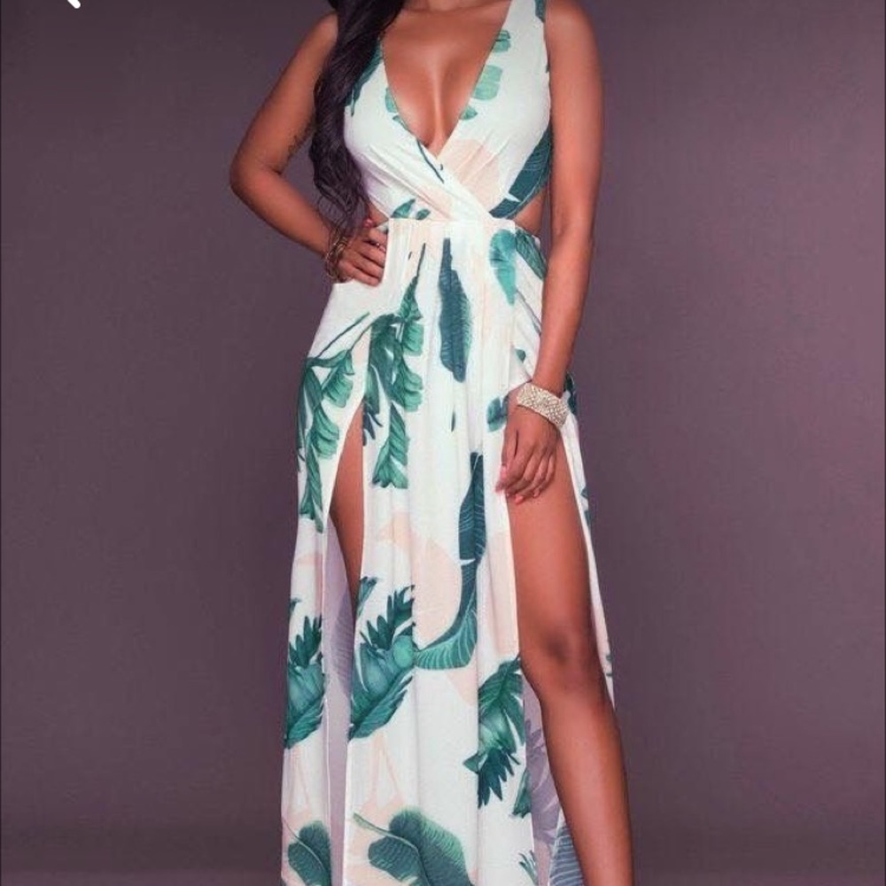 L’atiste maxi palm print dress